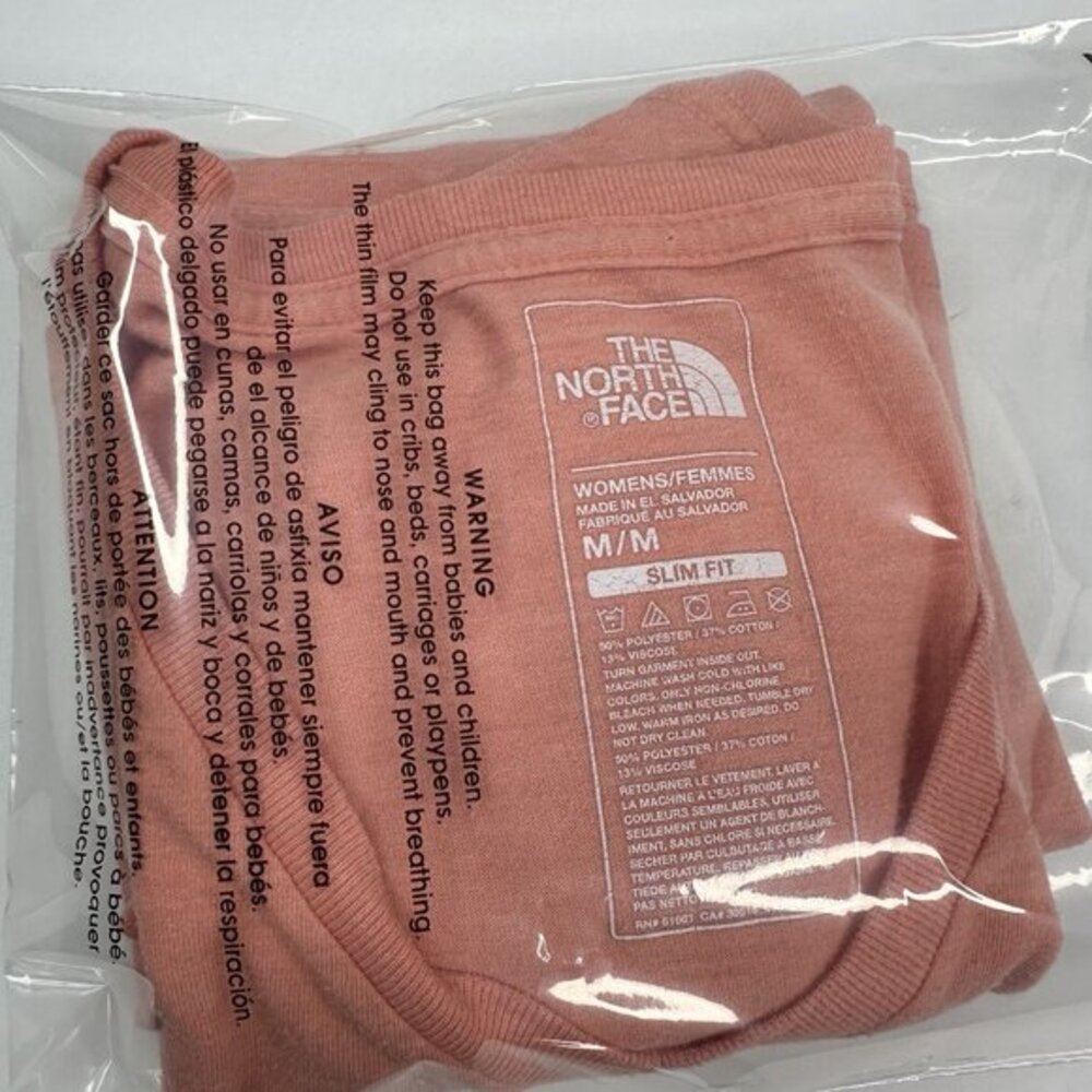 The North Face Womens Athletic Slim Fit V-Neck Graphic T-Shirt Clay Pink Medium - Picture 14 of 15